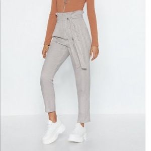 Boohoo work paper bag nice dress plaid pants